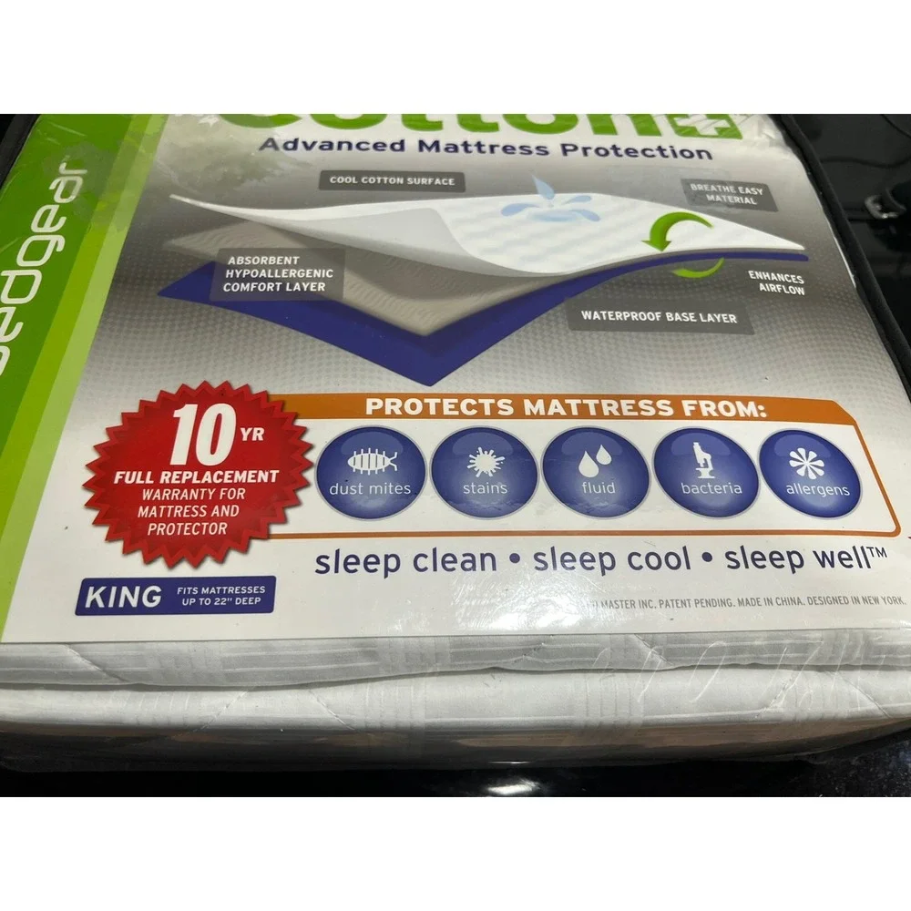 Bedgear Cotton Advanced Mattress Protection Size King New In Package